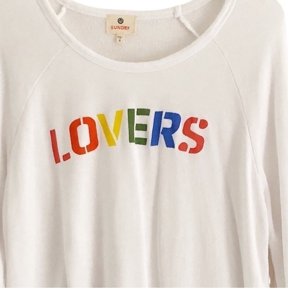 SUNDRY French Terry Sweatshirt Lovers Graphic Pullover Size Medium - Picture 2 of 8